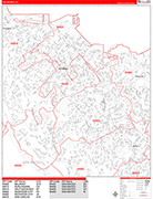 San Mateo  Wall Map Red Line Style
